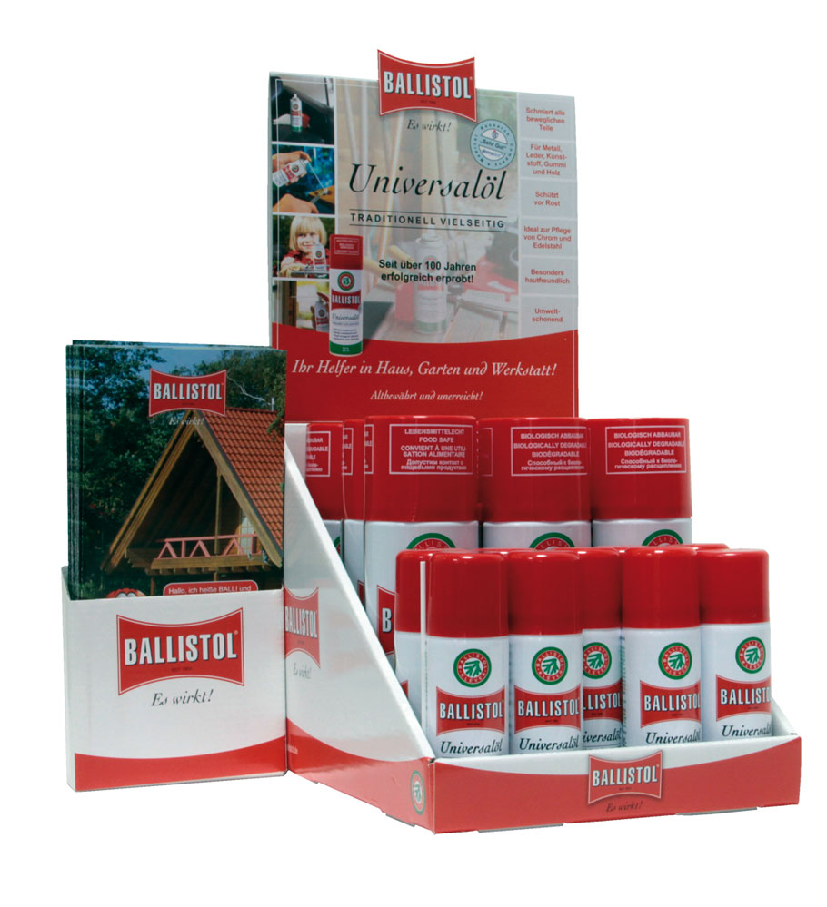 BALLISTOL-Universalöl-Spray-Display 1 Display besthend aus: 9 x 50 ml. + 9 x 200 ml.