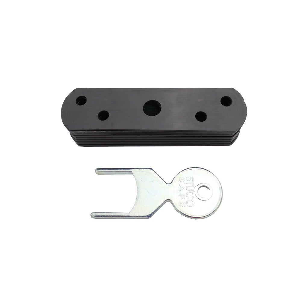 Unterlegplattenset für Stuco-Fenstersichererungen braun / 5 x 1 mm + 5 x 2 mm + 1 x Steckschlüssel