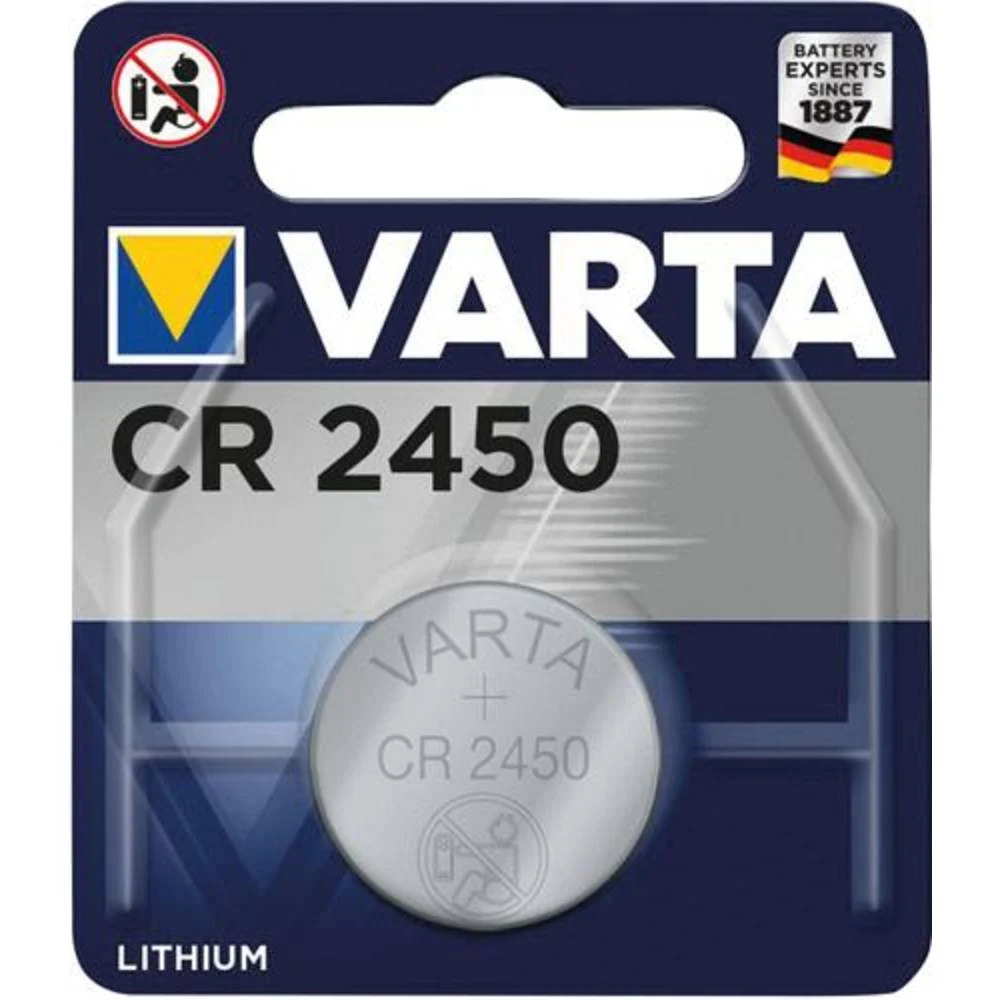 VARTA-Lithium-Knopfzelle (geblistert) 3 Volt (CR2450) H=5,0 mm / Durchm.=2,45 mm